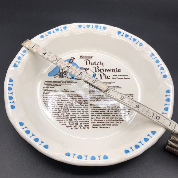 Vintage Watkins Pie Dish Bowl 1983 Dutch Brownie Pie Recipe #6482 Made in USA - Picture 8 of 8